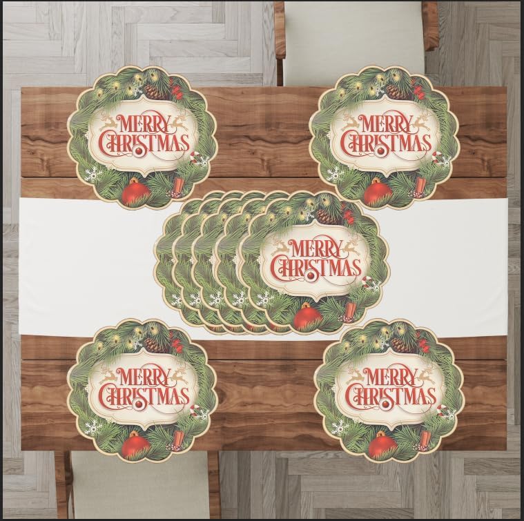 BASHOUT Christmas Paper Placemats, 15 Inch Glossy Paper Holiday Disposable Placemats, Set of 25 pcs Merry Christmas or Family, Friends, School and Corporate Holiday Lunch or Dinner. - Image 4